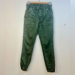 American Eagle Sz 8 Reg Mid Rise Chino Jogger Army Green Utility Ankle Stretch